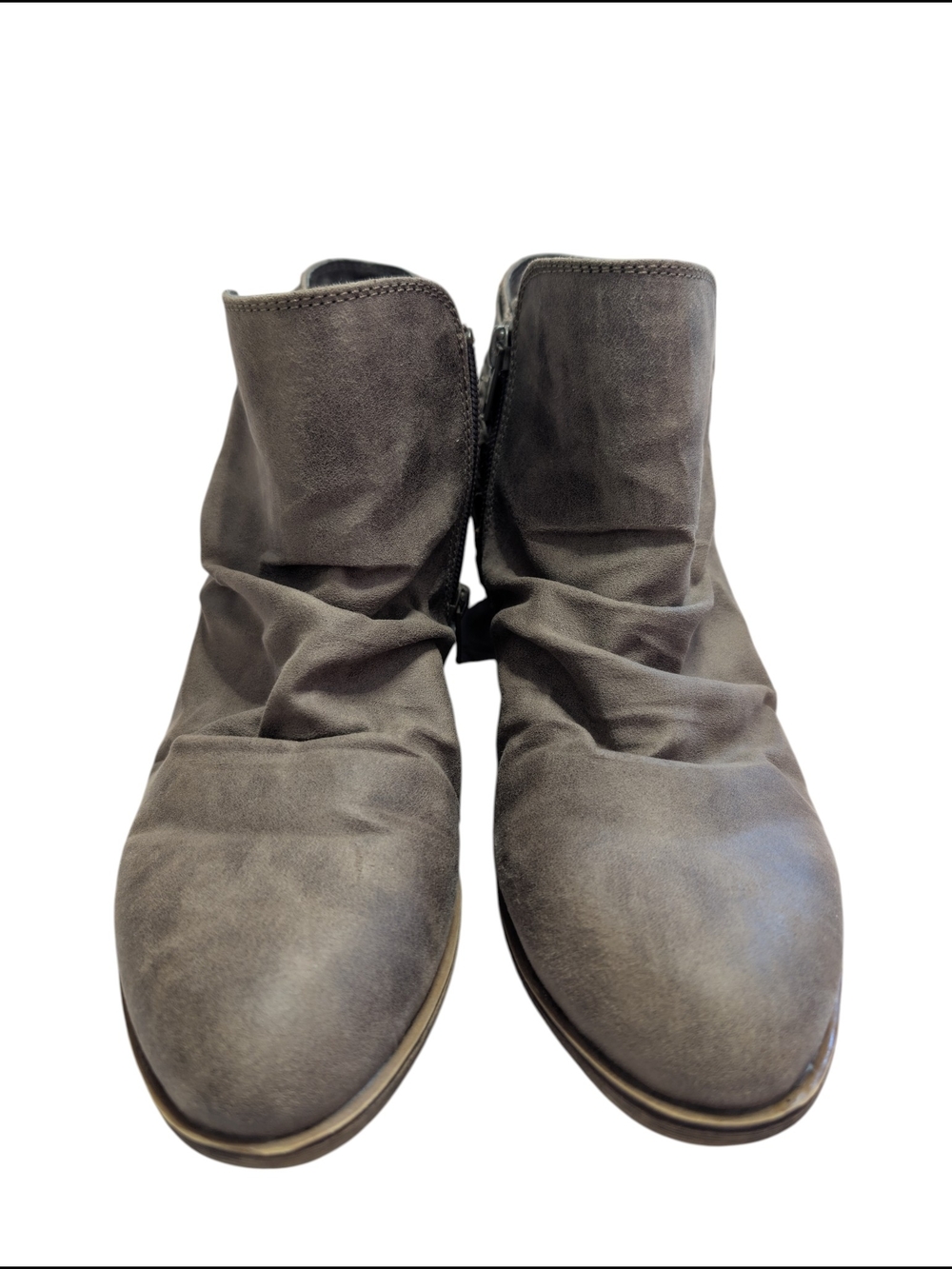 Sugar Gray Suede Slouch Ankle Boots